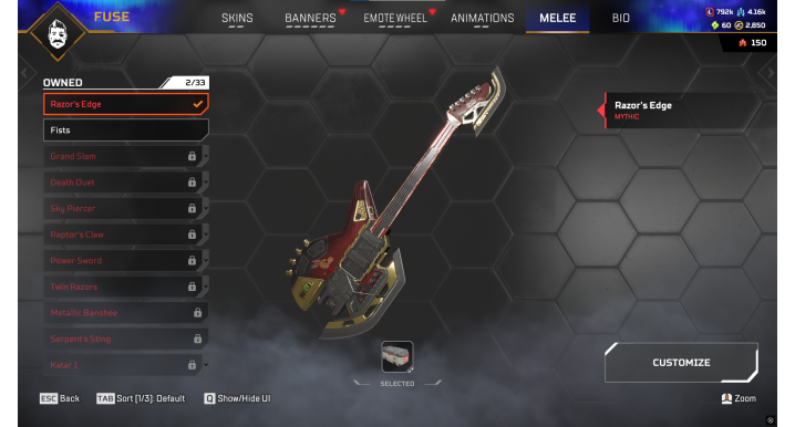 Apex Legends Acc – Fuse Heirloom & 150 Heirloom Shards – Choose Your Next Heirloom