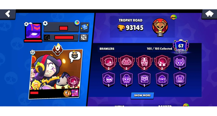 Brawl Stars Account with 65 Brawlers, 24,896 Trophies & 127 Skins