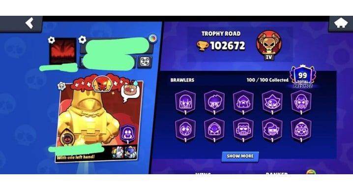 Buy Brawl Stars Account – 100K Trophies, Maxed & Rare Skins