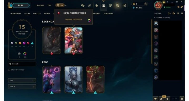 LoL Smurf Account | EUNE Diamond 4 56% WR & Legendary Skins
