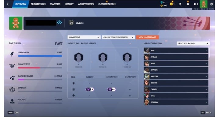 Overwatch Account | Champion 5 MMR DPS, Level 23, Ranked Unlocked