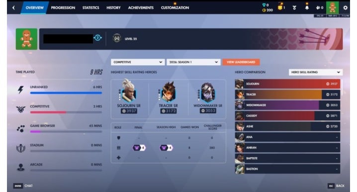 Overwatch Account | Champion 5 MMR DPS, Level 23, Ranked Unlocked