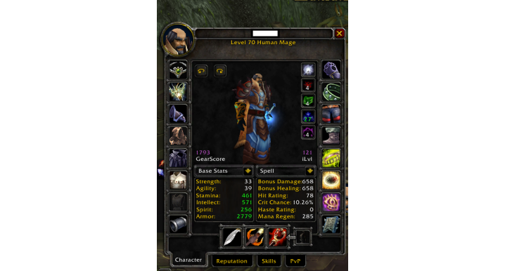 WoW Burning Crusade Anniversary Account – Level 70 Human Mage, 1793 GS, Spineshatter PvP Realm, Mount & 1K Gold