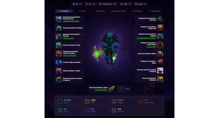 Elite WoW Retail Account – 19 Gladiator Mounts from Legion S3, 14 Rank 1 PvP Titles, 198 Mounts & 225 Feats of Strength